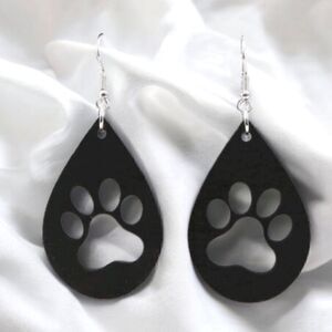 Paw Print Design Dangle Hook Earrings